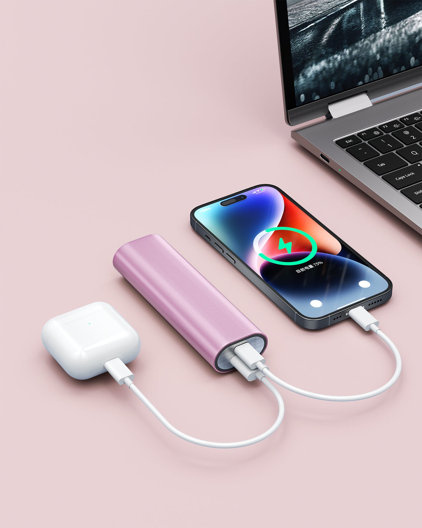 VPSUN Mini Power Bank 2000mAh, Ultra-light and Small Power Bank, Power Bank for Emergency with Wireless Charging Dock Accessories, Pink (PX-Mini)