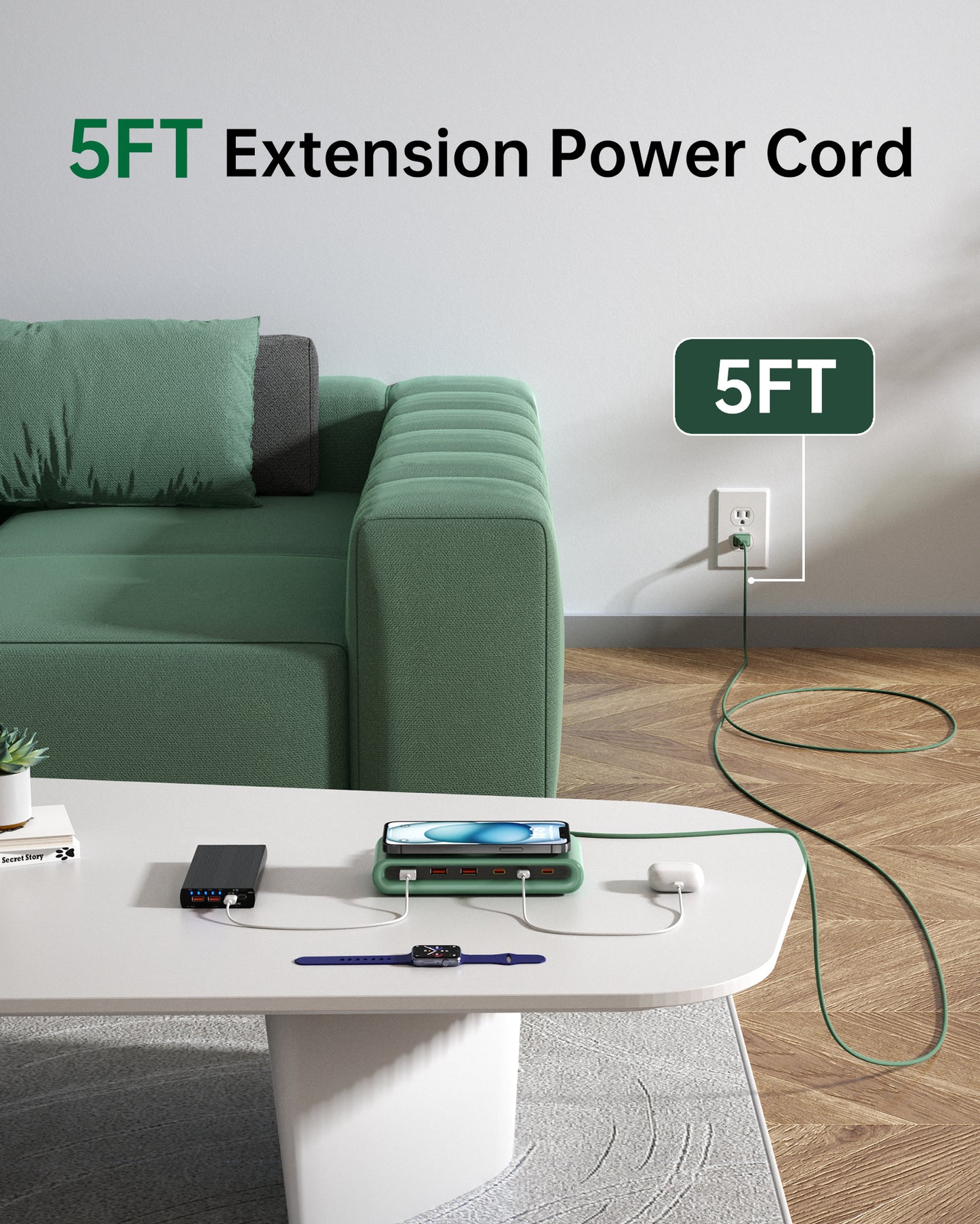 VPSUN 7-in-1 Magnetic Wireless USB Charger Station with PD 45 Fast Charging