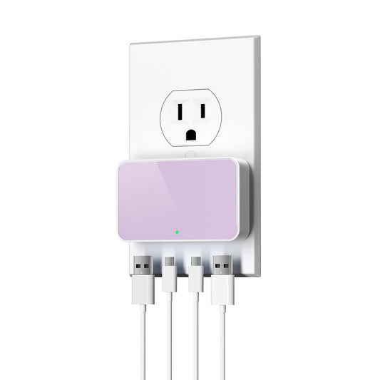 Flat USB Wall Charger, 4 USB-A Ports, Foldable Plug for Home & Travel