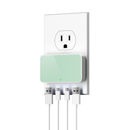 Flat USB Wall Charger, 4 USB-A Ports, Foldable Plug for Home & Travel