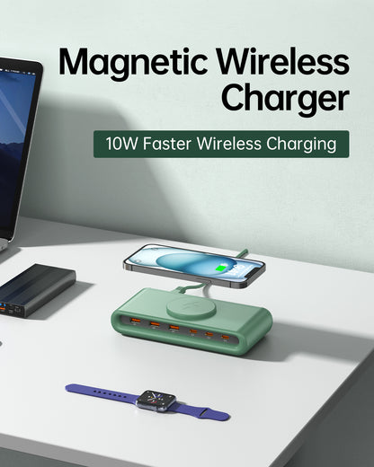 VPSUN 7-in-1 Magnetic Wireless USB Charger Station with PD 45 Fast Charging