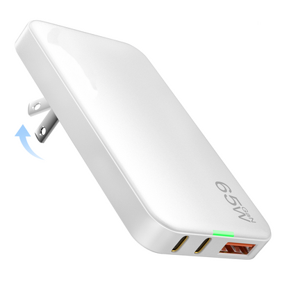 VPSUN 65W GaN Flat USB Wall Charger Block - 3 Port Foldable USB Charging Charger