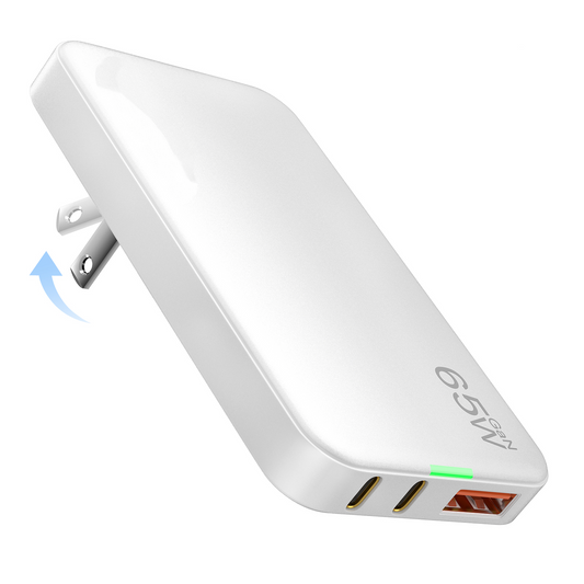 VPSUN 65W GaN Flat USB Wall Charger Block - 3 Port Foldable USB Charging Charger