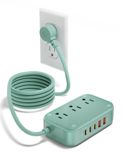 3 Outlet Power Strip with 3 USB-C and 6 USB-A Ports 1.5m Cable ABS Safety Design for Home