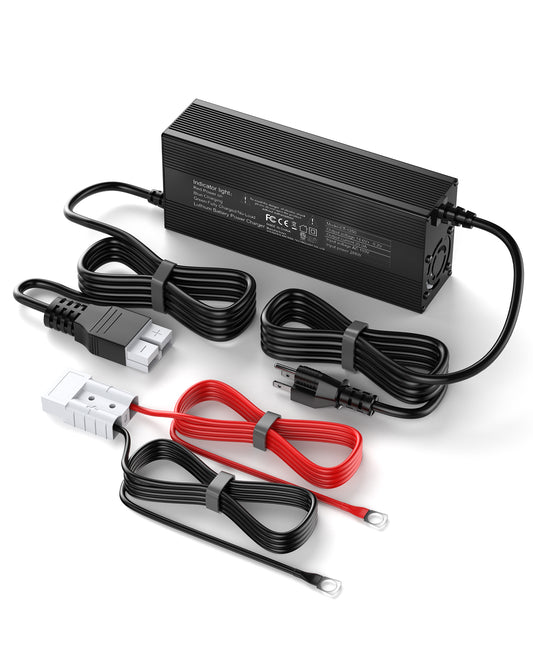 KWRNVO 14.6V Charger for LiFePO4 Lithium Battery with Quick Connector, LED Indicator, Smart 0V Activation Power Adapter for 12V 20A Lithium Battery Cycle Rechargeable Batteries of Boat, RV