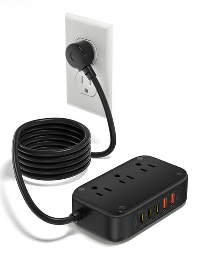 3 Outlet Power Strip with 3 USB-C and 6 USB-A Ports 1.5m Cable ABS Safety Design for Home