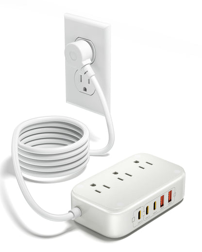 4 Outlet Power Strip with 3 USB-C and 6 USB-A Ports 1.5m Cable ABS Safety Design for Home