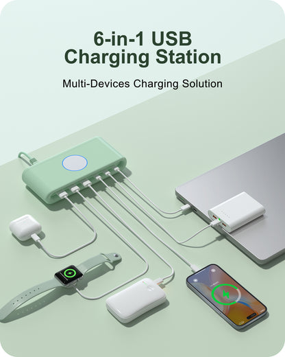 VPSUN 145W USB C Charging Station, 6-Port Desktop Charger with 3 USB-C & 3 USB-A