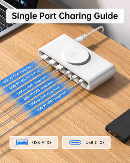 VPSUN 7-in-1 Magnetic Wireless USB Charger Station with PD 45 Fast Charging