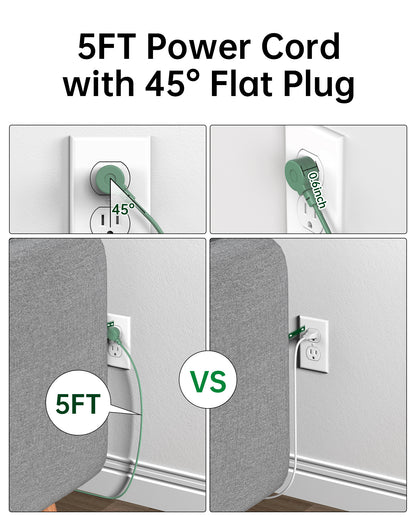 VPSUN Power Strip with USB C PD35W Charging 10-in-1 Flat Plug