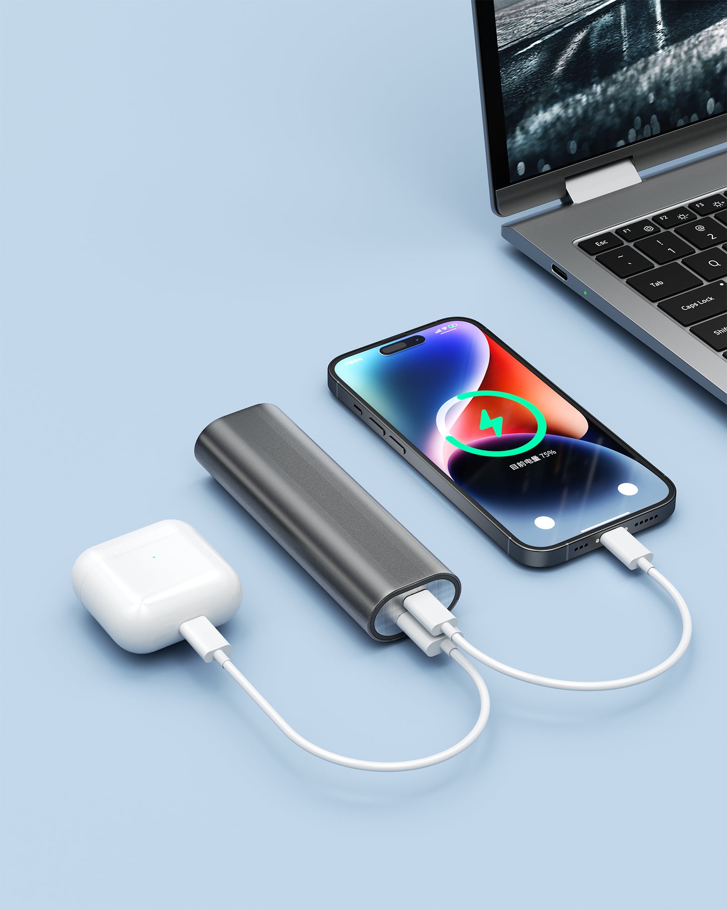 VPSUN Power Bank 8000mAh with Wireless Magnetic Charging Dock and USB Cable, Grey (PX-3)