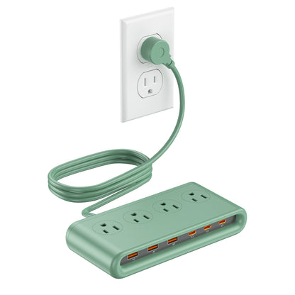 VPSUN Power Strip with USB C PD35W Charging 10-in-1 Flat Plug