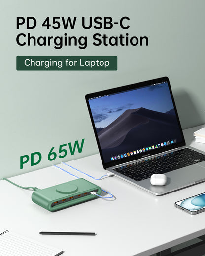 VPSUN 7-in-1 Magnetic Wireless USB Charger Station with PD 45 Fast Charging