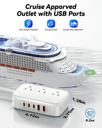 4 Outlet Power Strip with 3 USB-C and 6 USB-A Ports 1.5m Cable ABS Safety Design for Home