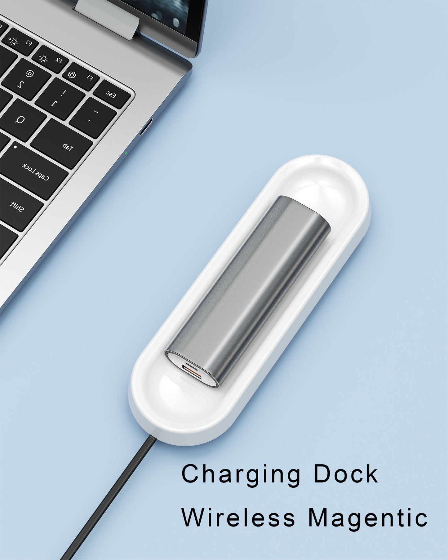 VPSUN Power Bank 8000mAh with Wireless Magnetic Charging Dock and USB Cable, Grey (PX-3)