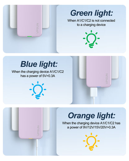 VPSUN Flat USB Wall Charger Block 30W - 3 Port PD20W Foldable USB Charging Charger