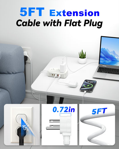 4 Outlet Power Strip with 3 USB-C and 6 USB-A Ports 1.5m Cable ABS Safety Design for Home