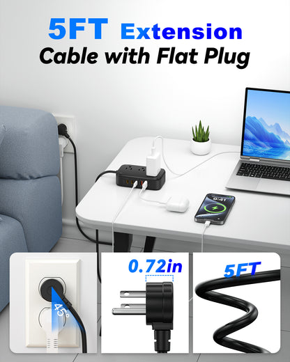 3 Outlet Power Strip with 3 USB-C and 6 USB-A Ports 1.5m Cable ABS Safety Design for Home