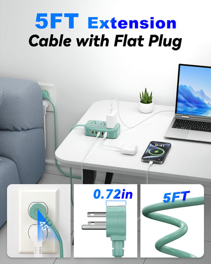 3 Outlet Power Strip with 3 USB-C and 6 USB-A Ports 1.5m Cable ABS Safety Design for Home
