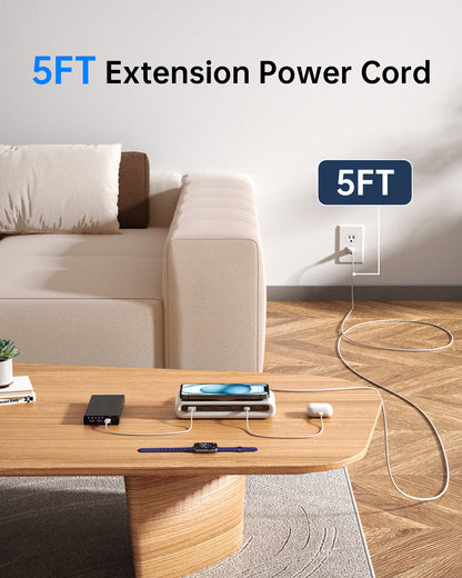 VPSUN 7-in-1 Magnetic Wireless USB Charger Station with PD 45 Fast Charging