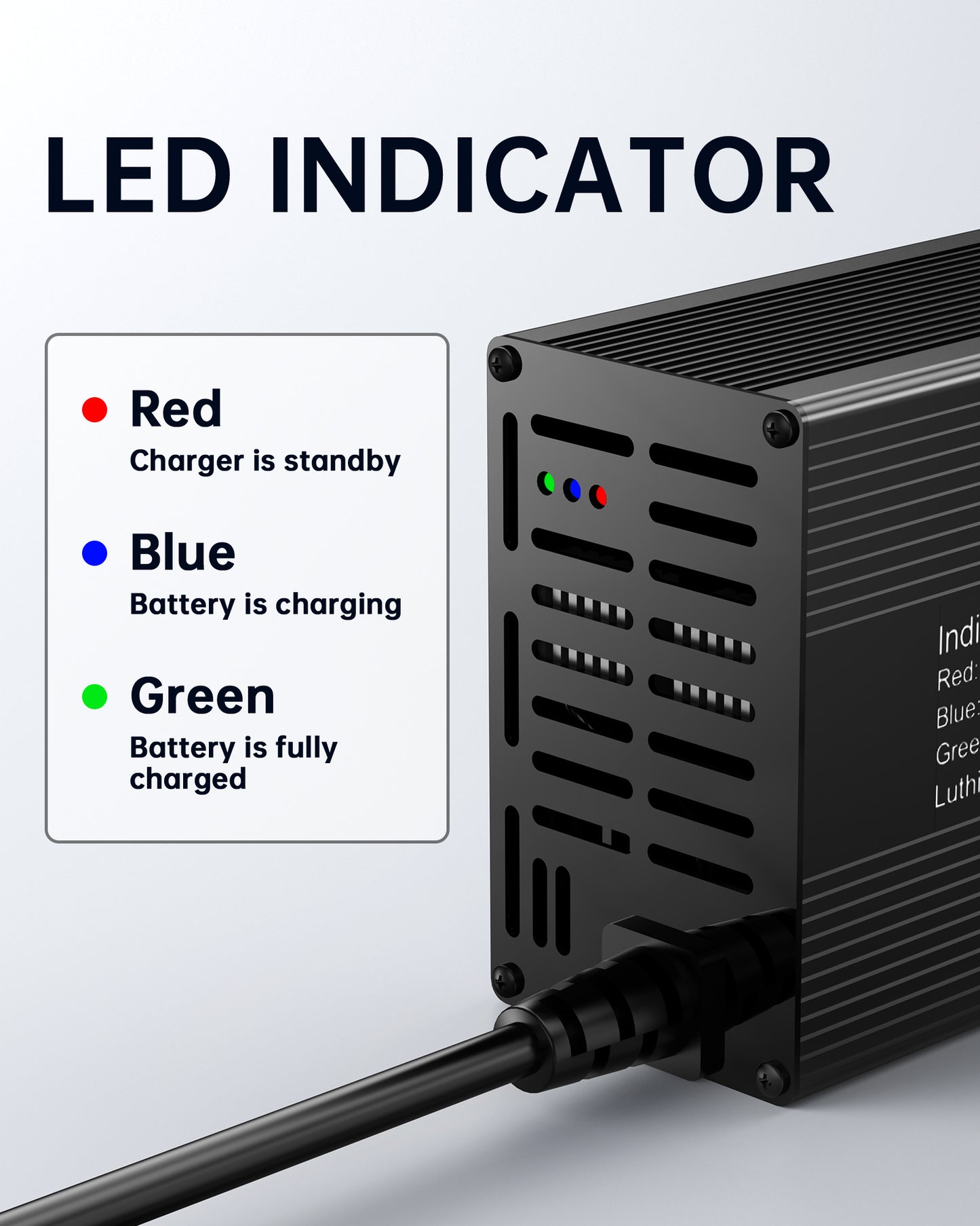 KWRNVO 14.6V Charger for LiFePO4 Lithium Battery with Quick Connector, LED Indicator, Smart 0V Activation Power Adapter for 12V 20A Lithium Battery Cycle Rechargeable Batteries of Boat, RV
