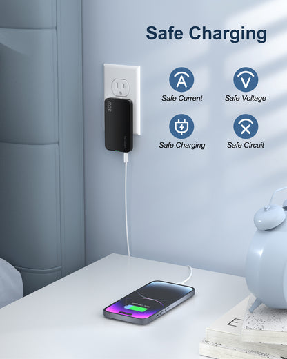 VPSUN Flat USB Wall Charger Block 30W - 3 Port PD20W Foldable USB Charging Charger