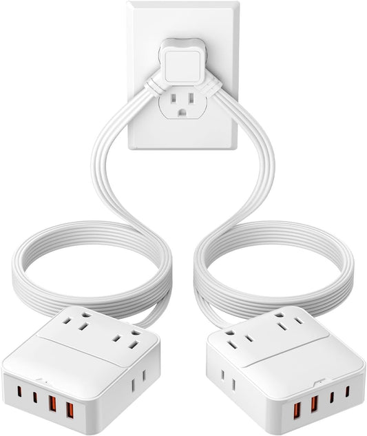 Split Extension Cord 12FT(6FT Per Side) - Single 4 AC & 4 USB Ports