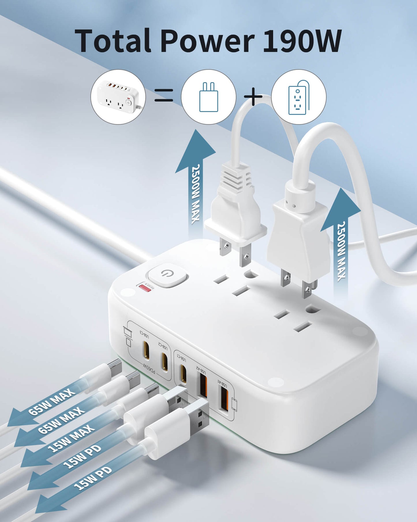 VPSUN 65W USB C GaN Charging Station 7 Ports Desktop Charger