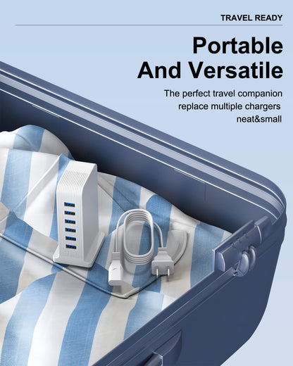 VPSUN Portable and Versatile USB Charging Station - Ideal travel companion, compact design to replace multiple chargers, perfect for packing in luggage