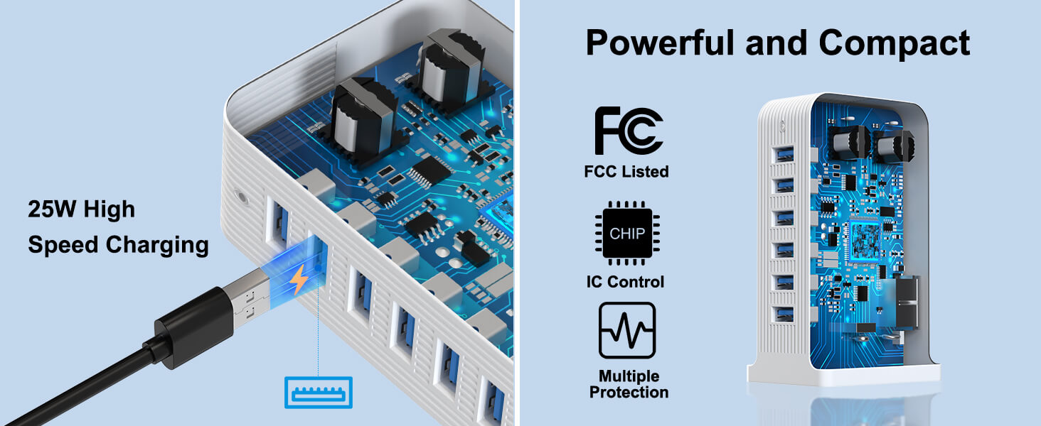 VPSUN 25W High-Speed Charging Station - Powerful and Compact with FCC Listing, IC Control, and Multiple Protections for safe and efficient charging