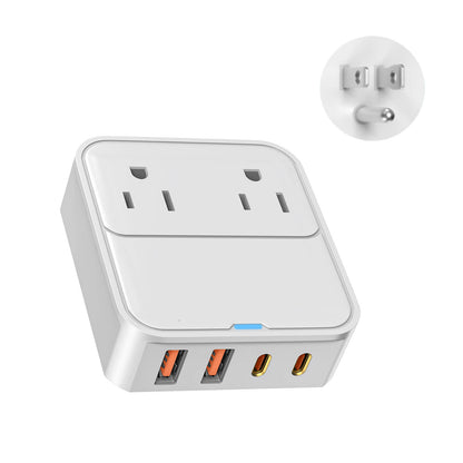 Side view of VPSUN 30W USB-C Power Strip, highlighting its 2 USB-C and 2 USB-A ports for versatile charging