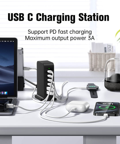 VPSUN Power Tower 55W 6-Port Fast USB C Charging Station