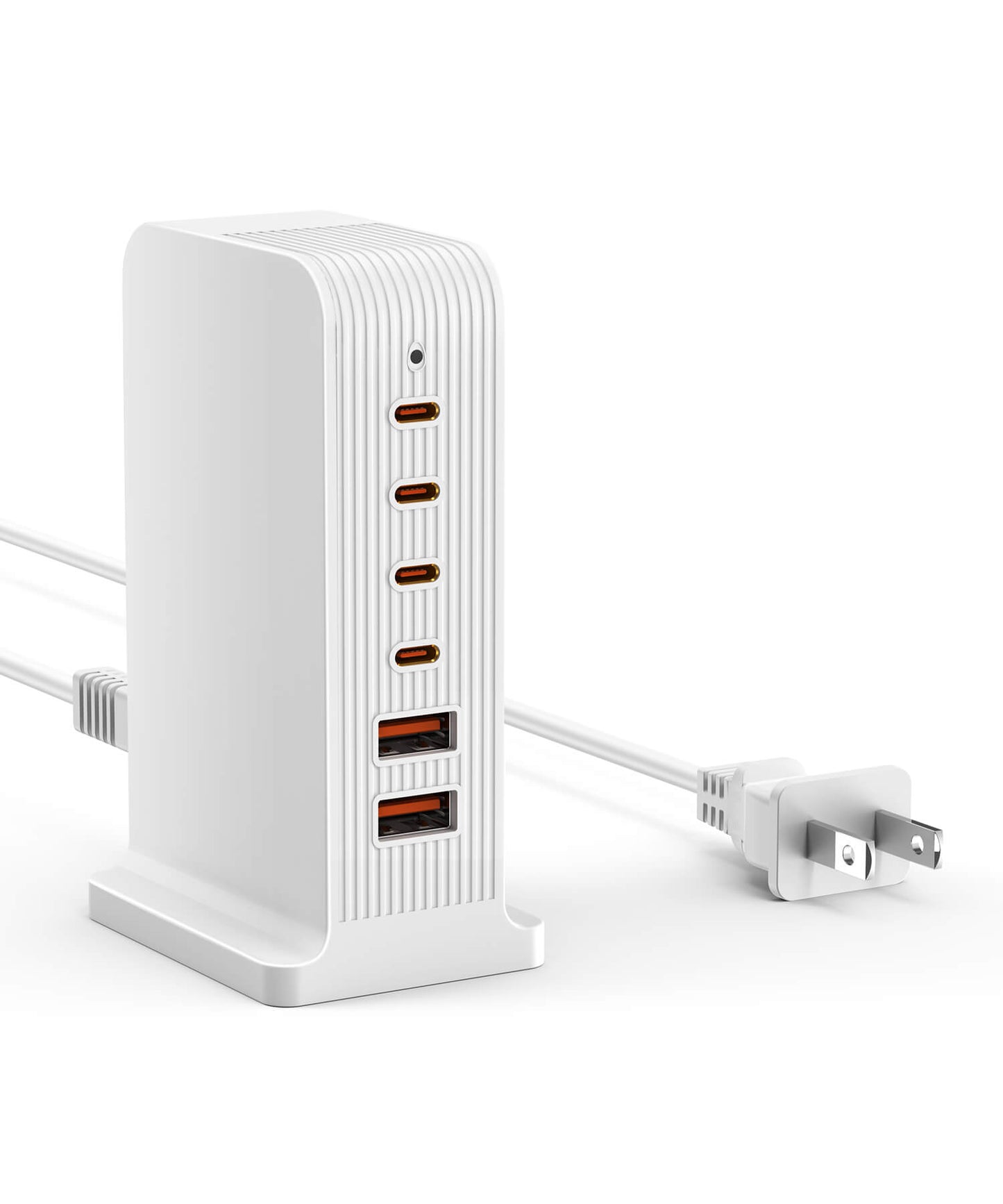 VPSUN 55W 6-Port USB-C Charging Station in White, with 4 USB-C ports and 2 USB-A ports, shown with power cable