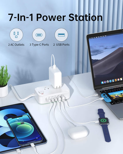 VPSUN 65W USB C GaN Charging Station 7 Ports Desktop Charger