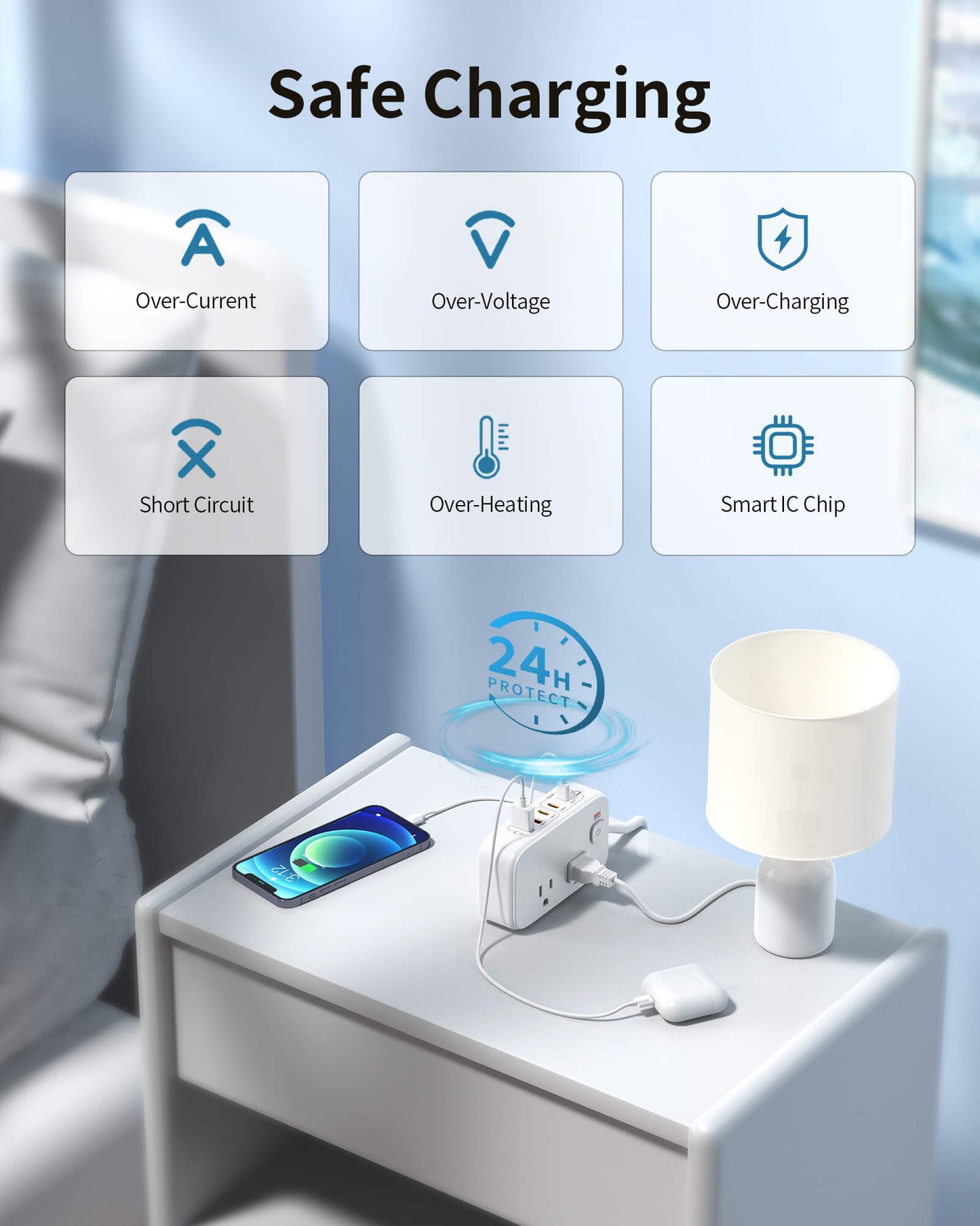 VPSUN 65W USB C GaN Charging Station 7 Ports Desktop Charger