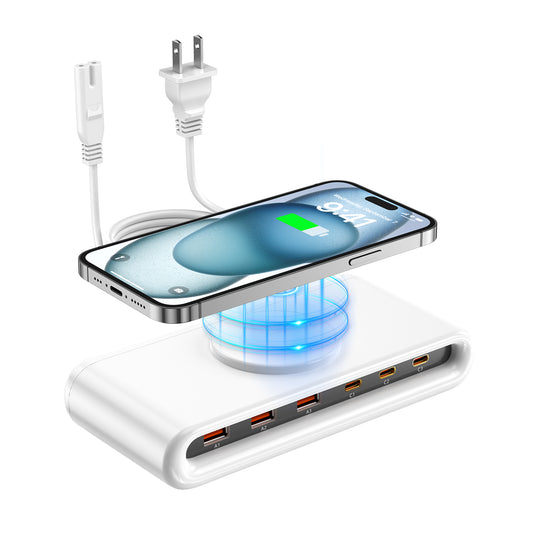 VPSUN 7-in-1 Magnetic Wireless USB Charger Station with PD 45 Fast Charging