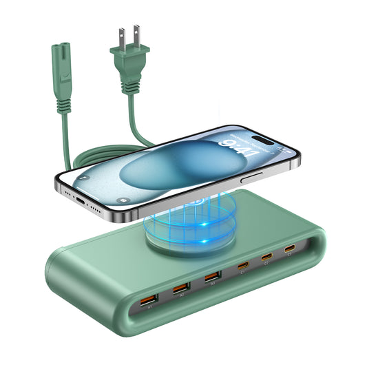 VPSUN 7-in-1 Magnetic Wireless USB Charger Station with PD 45 Fast Charging