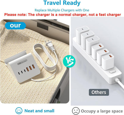 USB C Charging Station 35W, 6 Port 3A and 3C Desktop Fast Charging Station