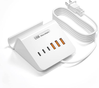 USB C Charging Station 35W, 6 Port 3A and 3C Desktop Fast Charging Station